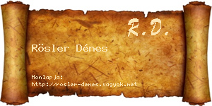 Rösler Dénes névjegykártya